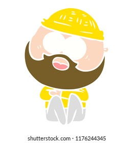 desenho animado estilo de cor plana surpreendeu homem barbudo