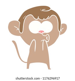 flat color style cartoon surprised monkey