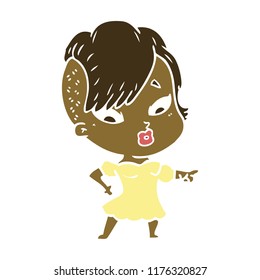 flat color style cartoon surprised girl