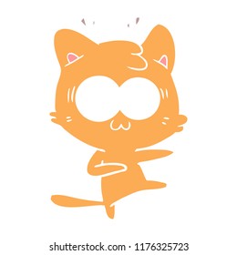 flat color style cartoon surprised cat