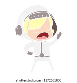 flat color style cartoon talking astronaut