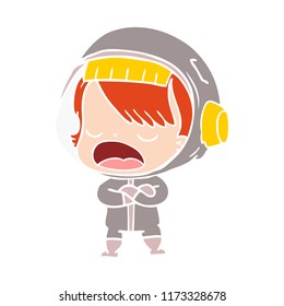 flat color style cartoon talking astronaut