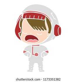 flat color style cartoon talking astronaut