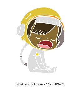 flat color style cartoon talking astronaut