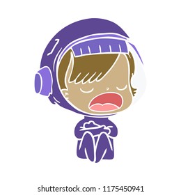 flat color style cartoon talking astronaut