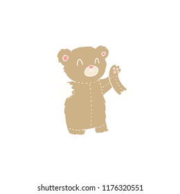 flat color style cartoon teddy bear with torn arm