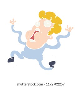 flat color style cartoon terrified man