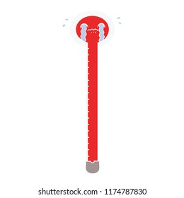 flat color style cartoon thermometer crying