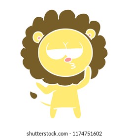 flat color style cartoon tired lion