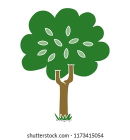 árbol de dibujos animados de color plano