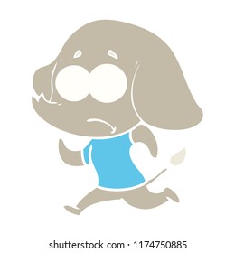 flat color style cartoon unsure elephant running away