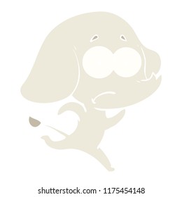 flat color style cartoon unsure elephant running away