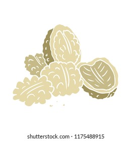 flat color style cartoon walnuts