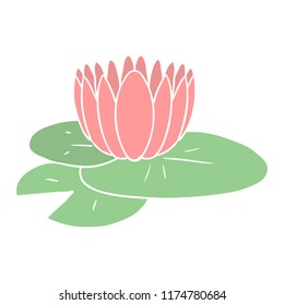 flat color style cartoon water lily