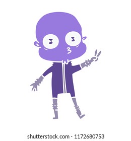 flat color style cartoon weird bald spaceman