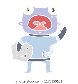 flat color style cartoon weird alien communicating