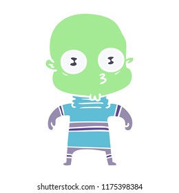 flat color style cartoon weird bald spaceman