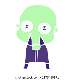 flat color style cartoon weird bald spaceman