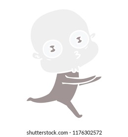 flat color style cartoon weird bald spaceman running