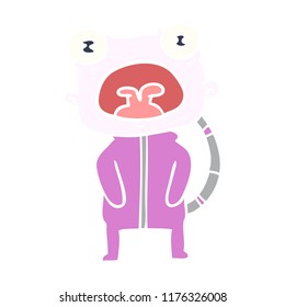 flat color style cartoon weird alien communicating