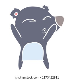 flat color style cartoon whistling bear