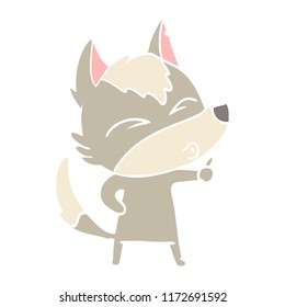 flat color style cartoon wolf pouting