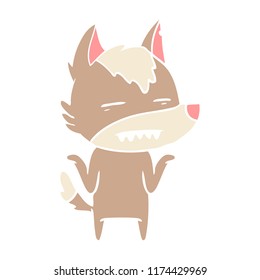 flat color style cartoon wolf showing teeth