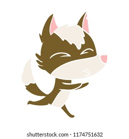 flat color style cartoon wolf whistling