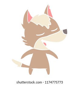 caricatura de estilo de color llano lobo riendo