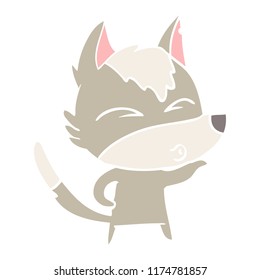 flat color style cartoon wolf pouting