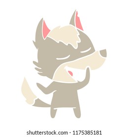 caricatura de estilo de color llano lobo riendo