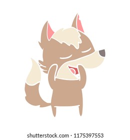 caricatura de estilo de color llano lobo riendo