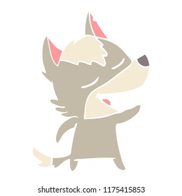 caricatura de estilo de color llano lobo riendo