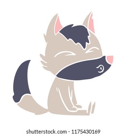 flat color style cartoon wolf whistling