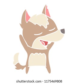 caricatura de estilo de color llano lobo riendo