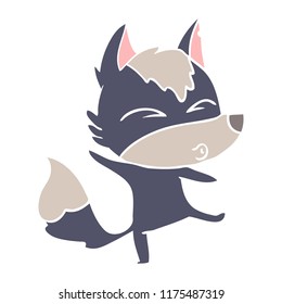 flat color style cartoon wolf pouting