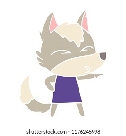caricatura de color plano sobre la loba chica silbando y señalando