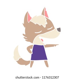 caricatura de estilo de color llano lobo riendo