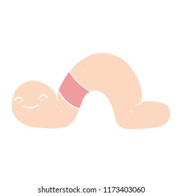 flat color style cartoon worm