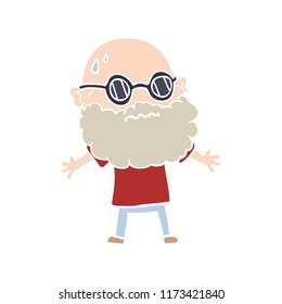 flat color style cartoon worried man with beard and sunglasses