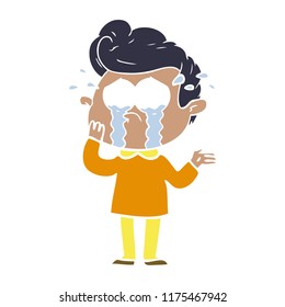 flat color style cartoon worried crying man