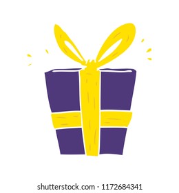 regalo envuelto de dibujos animados de color plano