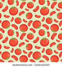 Flat color style design. Tomatoes seamless pattern background.