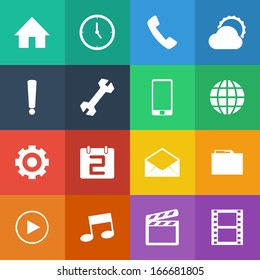Flat Color style mobile phone icons vector set.