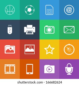 Flat Color style mobile phone icons vector set.