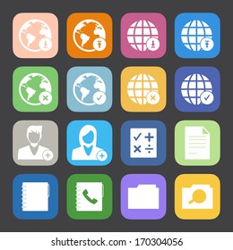 Flat Color style mobile phone icons network icons vector set.