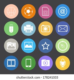 Flat Color style mobile phone icons vector set.