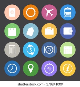 Flat Color style Travel Icons vector set.