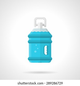 Flat color style vector icon for full bottle of potable water on white background.