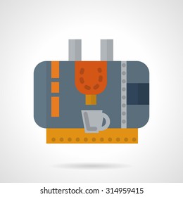 Flat color style vector icon for coffee machine service. Repair service and sale for cafe equipment. Design elements for business and website